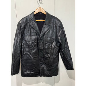 Vintage Men's PEGABO Black Genuine Leather lined Jacket M